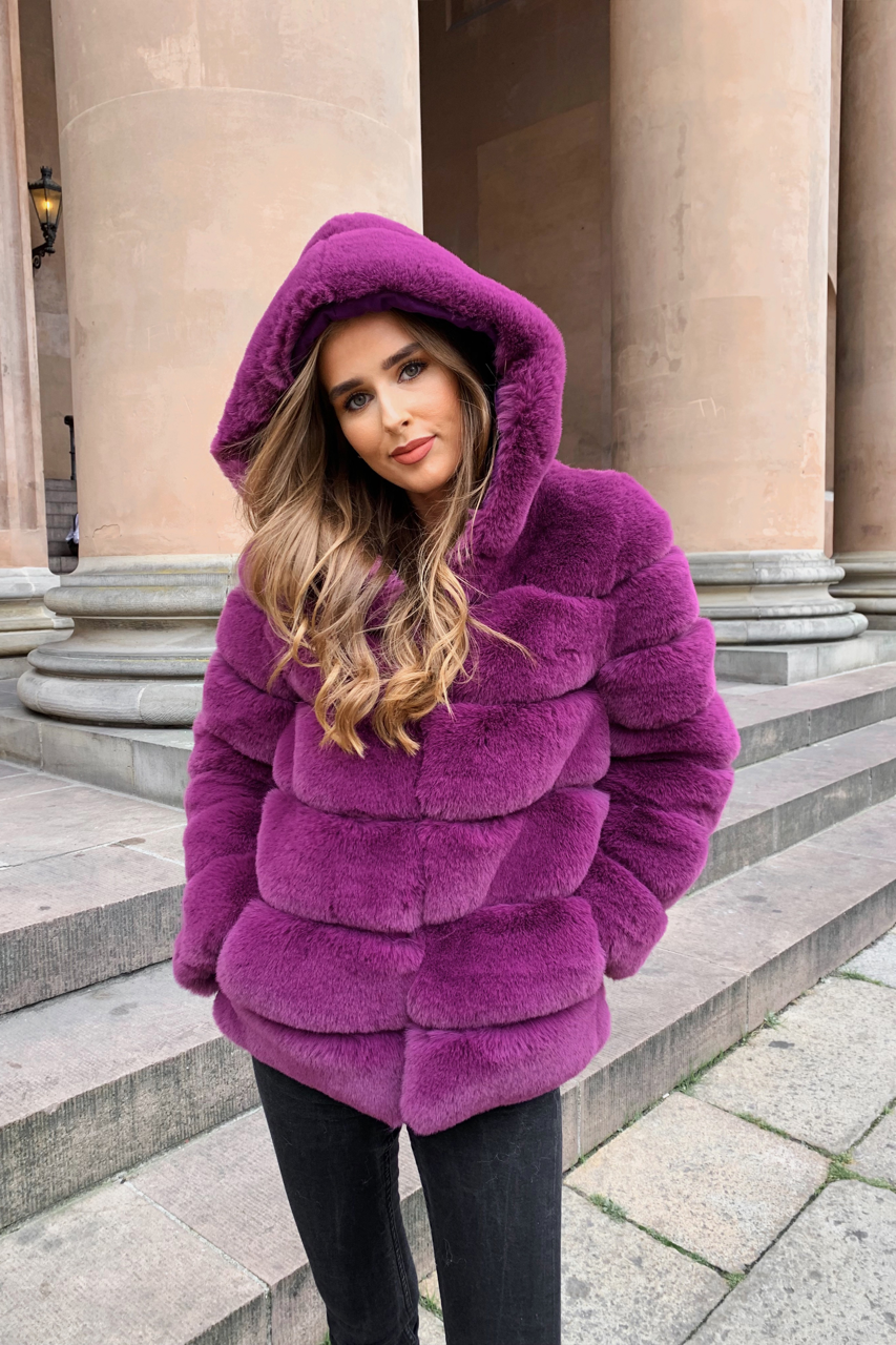 Blake Faux Fur Jacket Short Purple - Sample