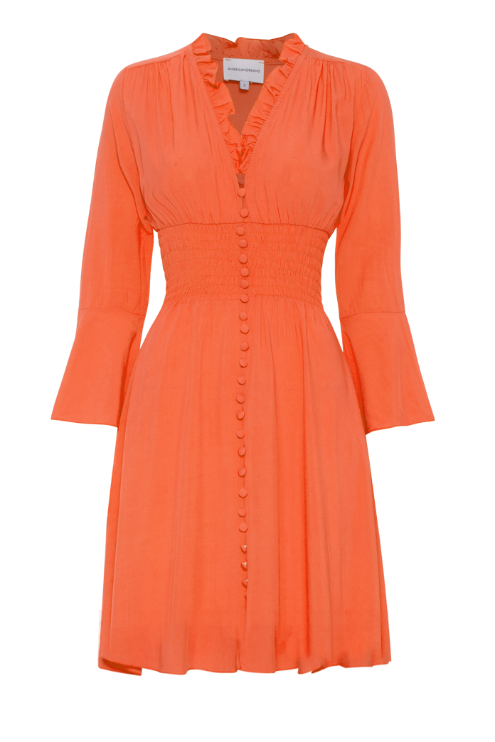 Sally Short Dress Burnt Orange Solid