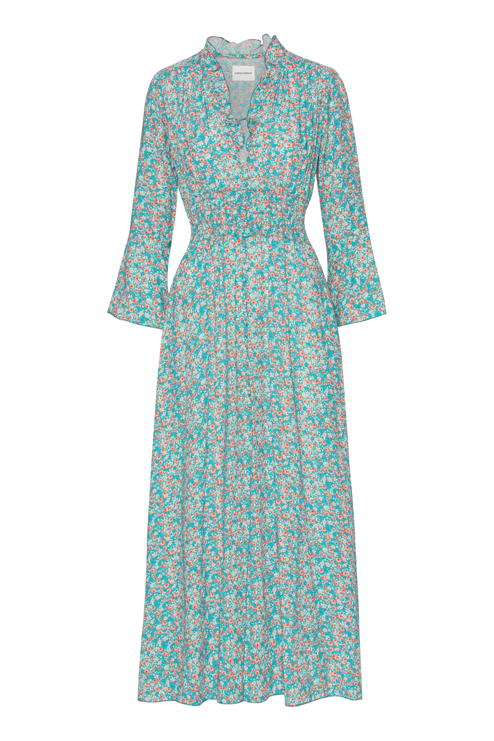 Sally Long Dress Turquoise Multiflower