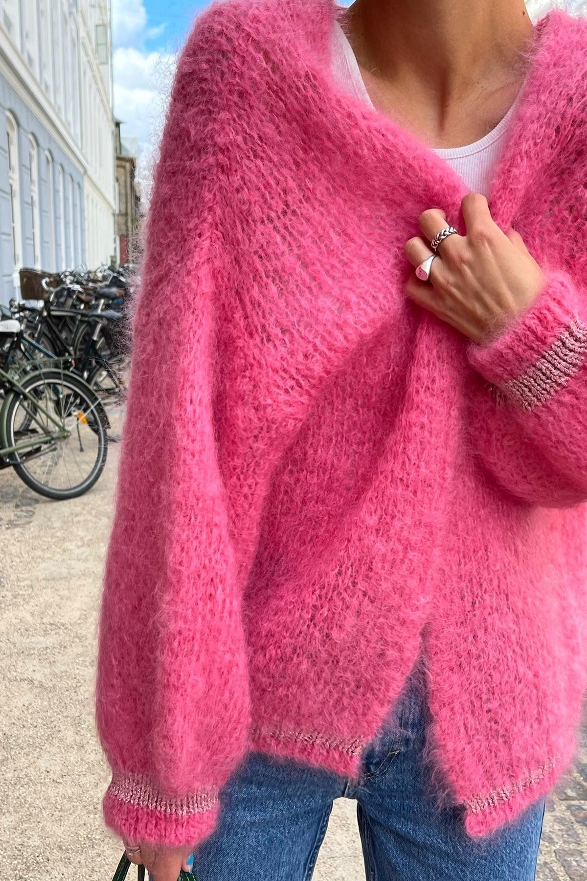 Olivia Mohair Cardigan Pink W/Light Pink Lurex