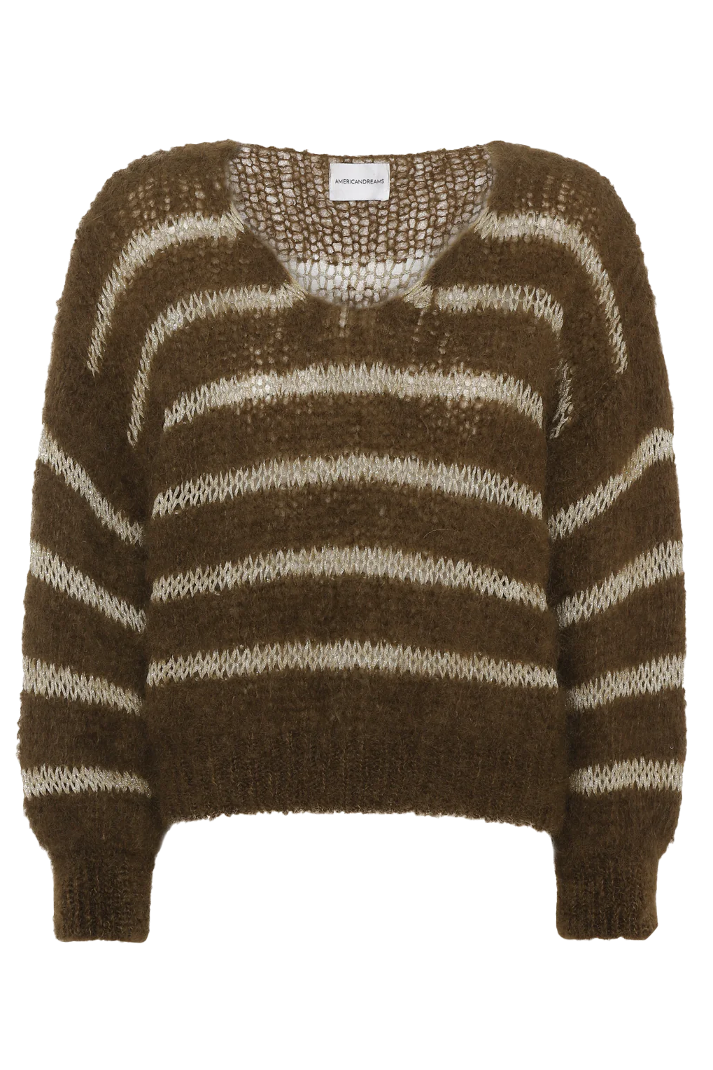 Katie LS Knit Dark Brown W/Gold