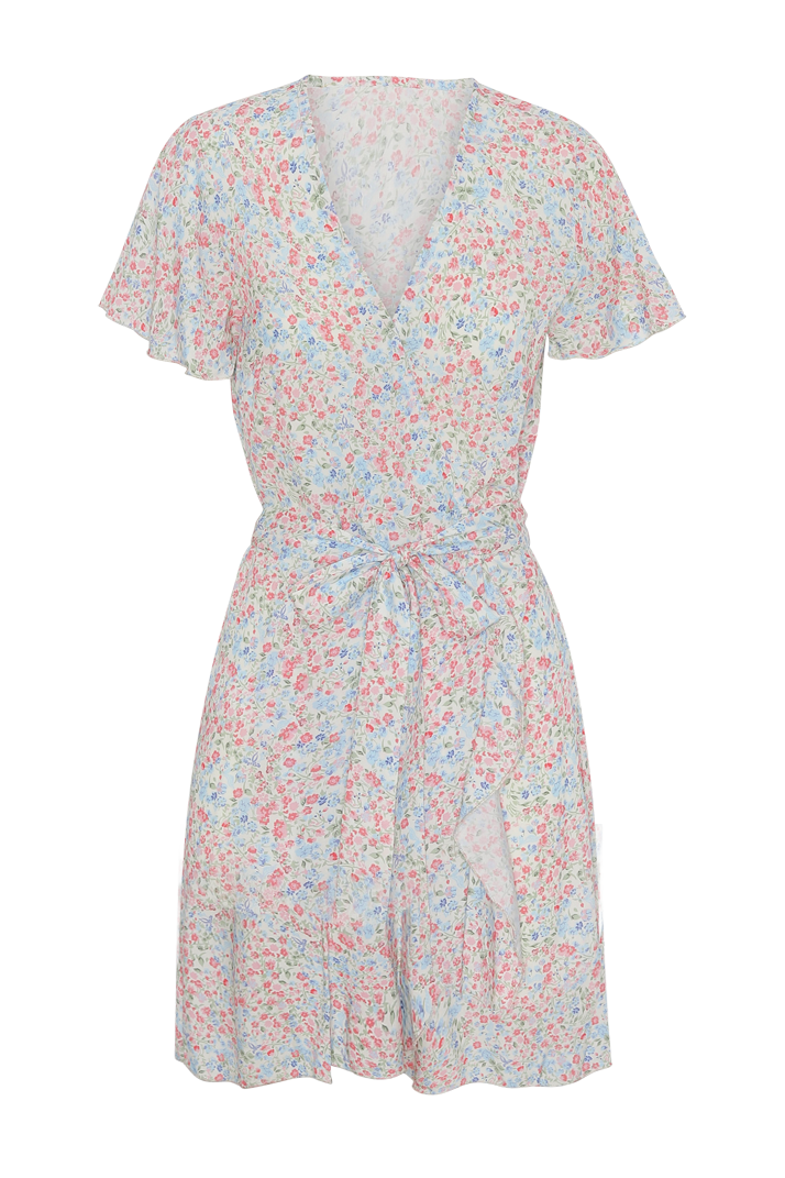 Milly Wrap Dress Short Multi Flower