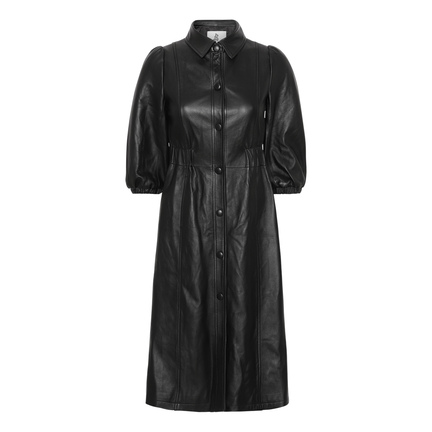 Alice Leather Button Dress Black - Sample