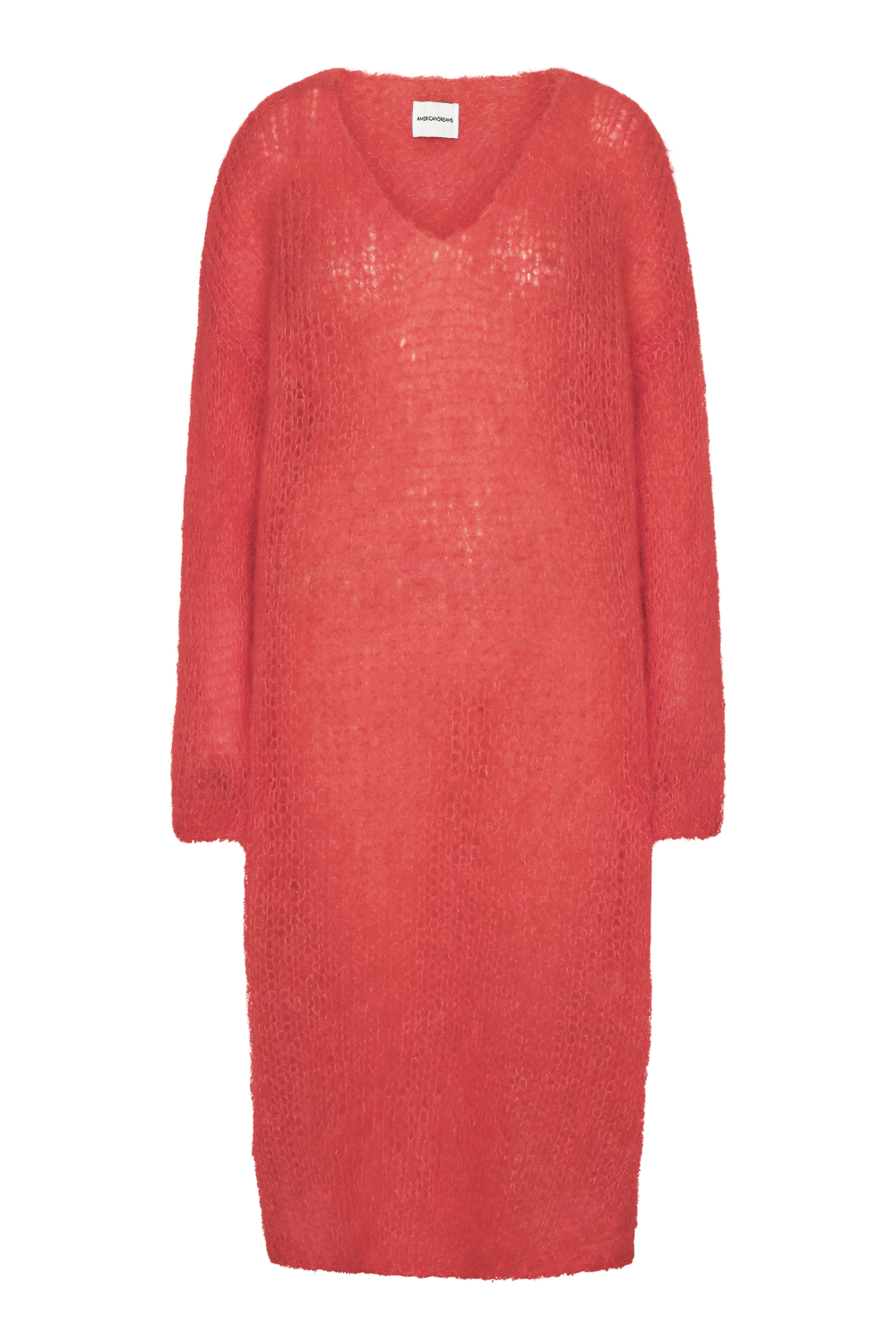 Camilla V Neck Mohair Dress Coral Red