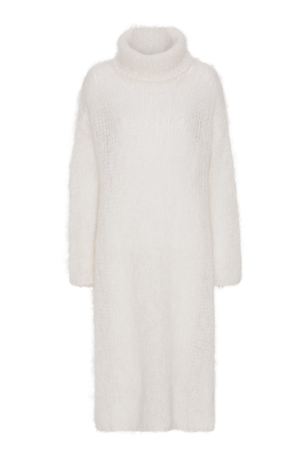 Chiara LS Roll Neck Dress White