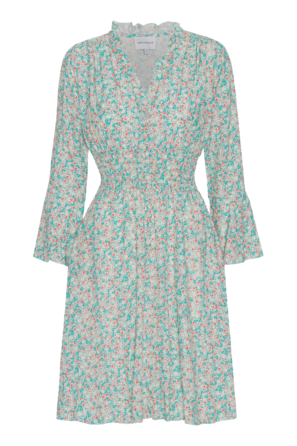 Sally Short Dress Turquoise Flower