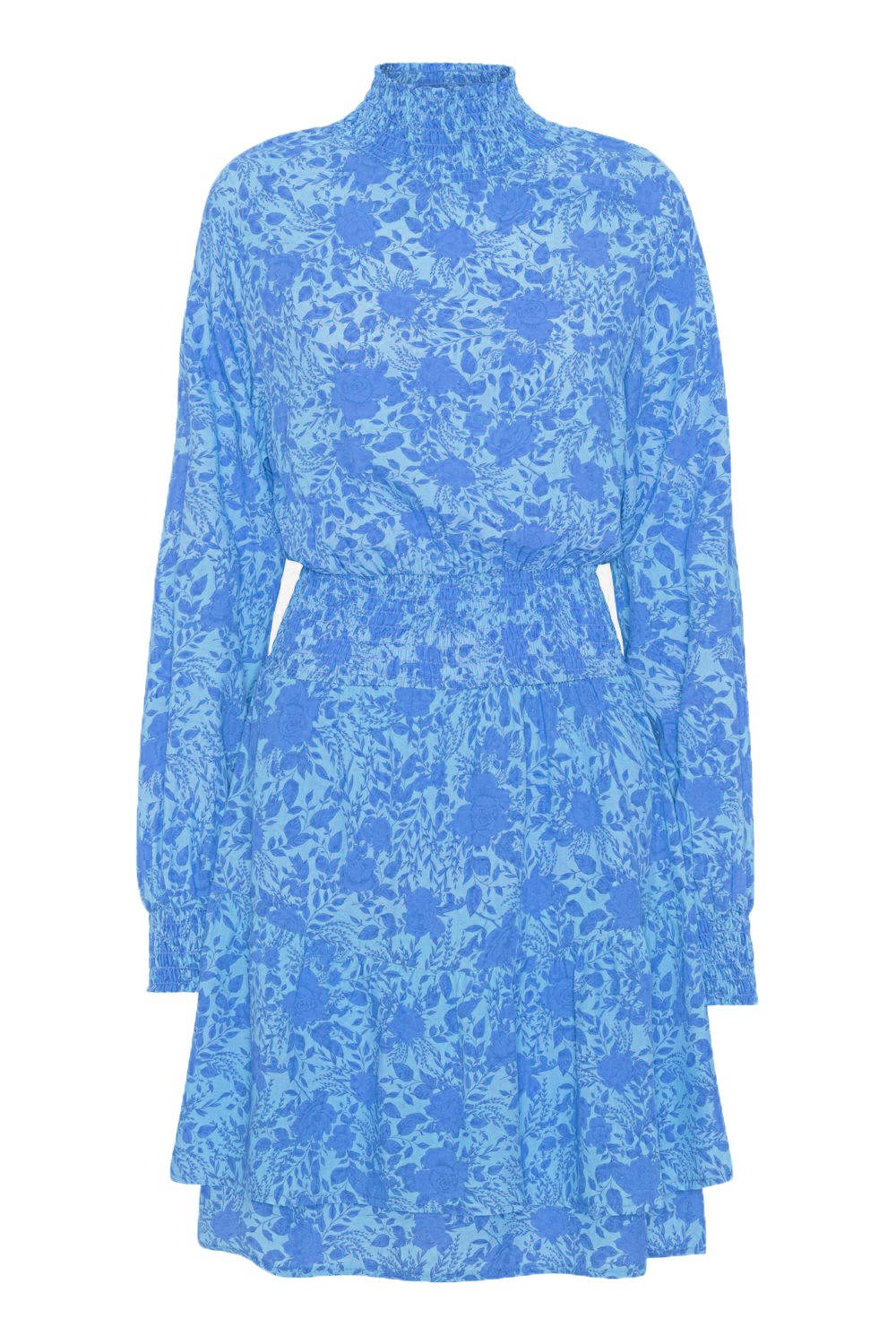 Daniella High Neck Dress Short Blue Flower