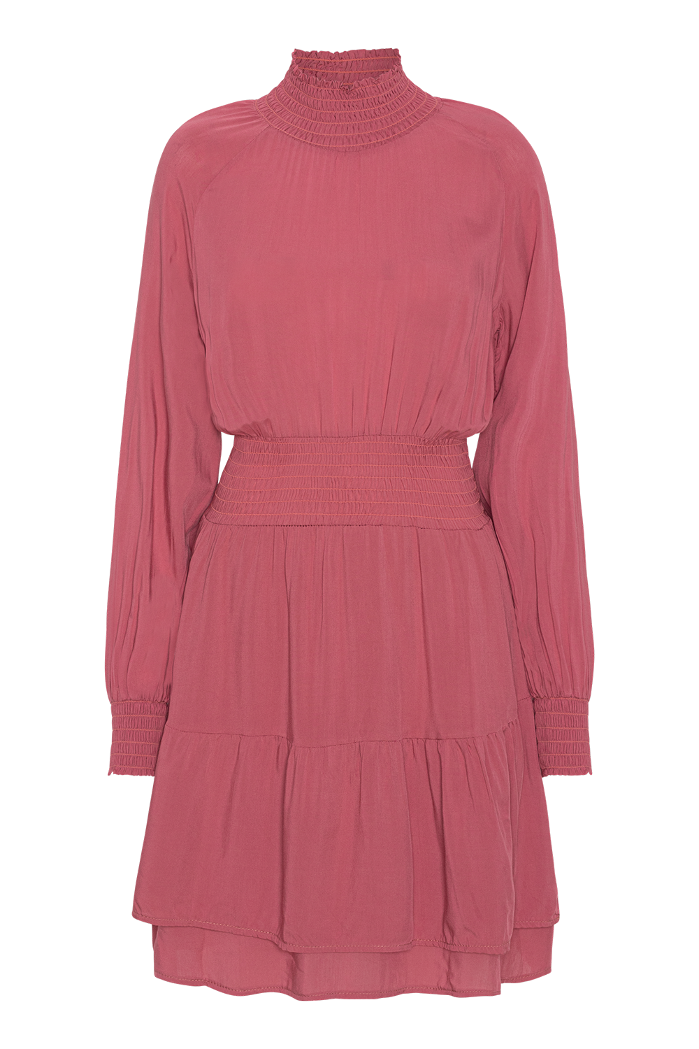 Daniella High Neck Dress Short Coral Solid