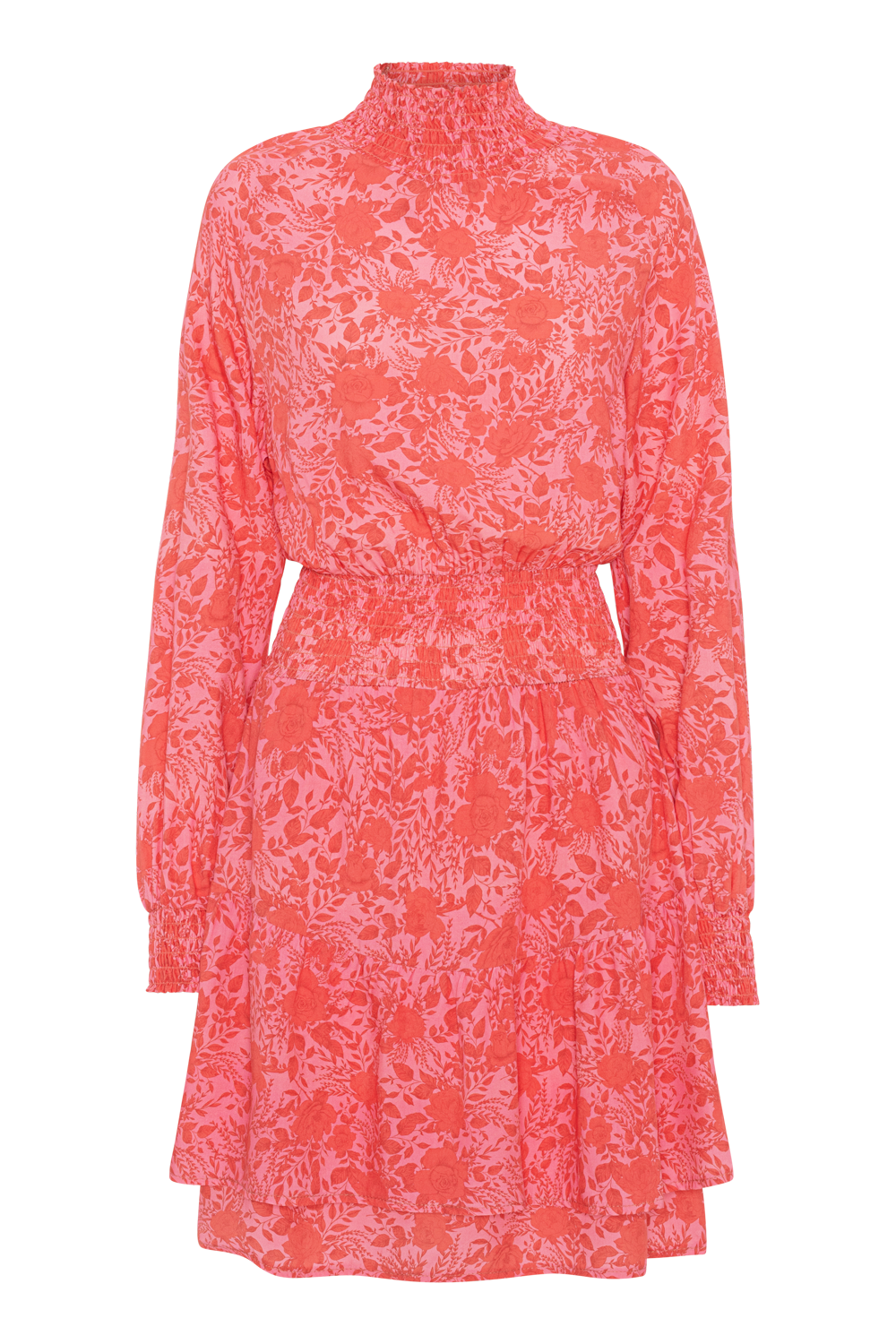 Daniella High Neck Dress Short Red Flower