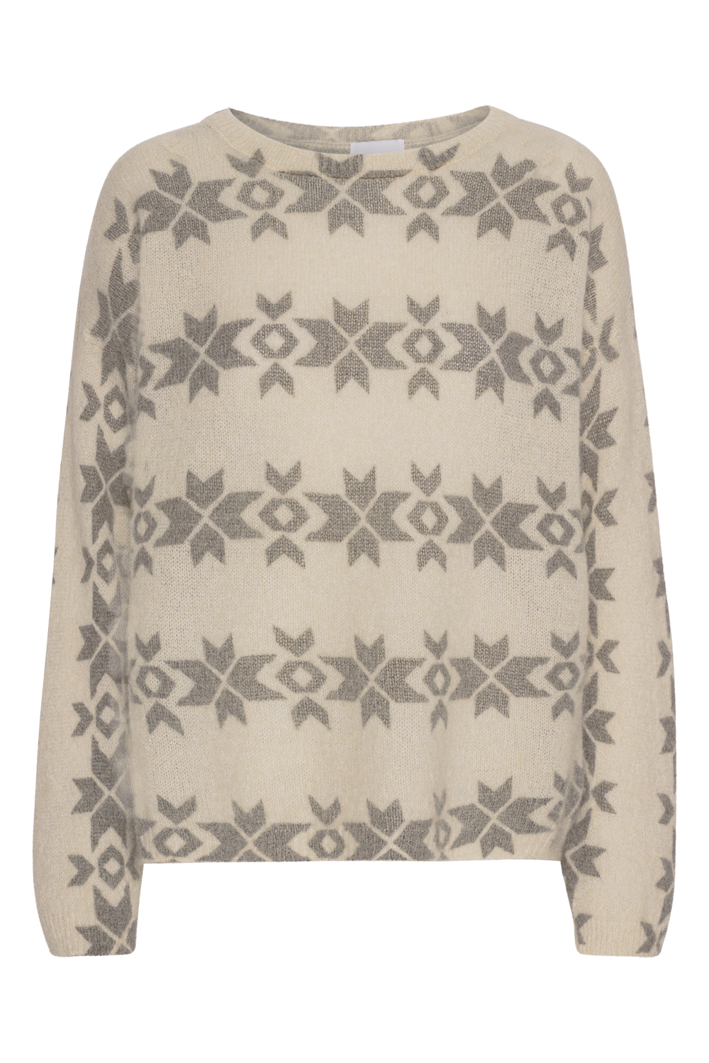 Eva Nordic Pullover White With Grey Print - Sample