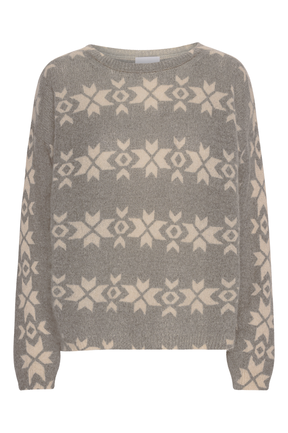 Eva Nordic Pullover Grey With White Print - Sample