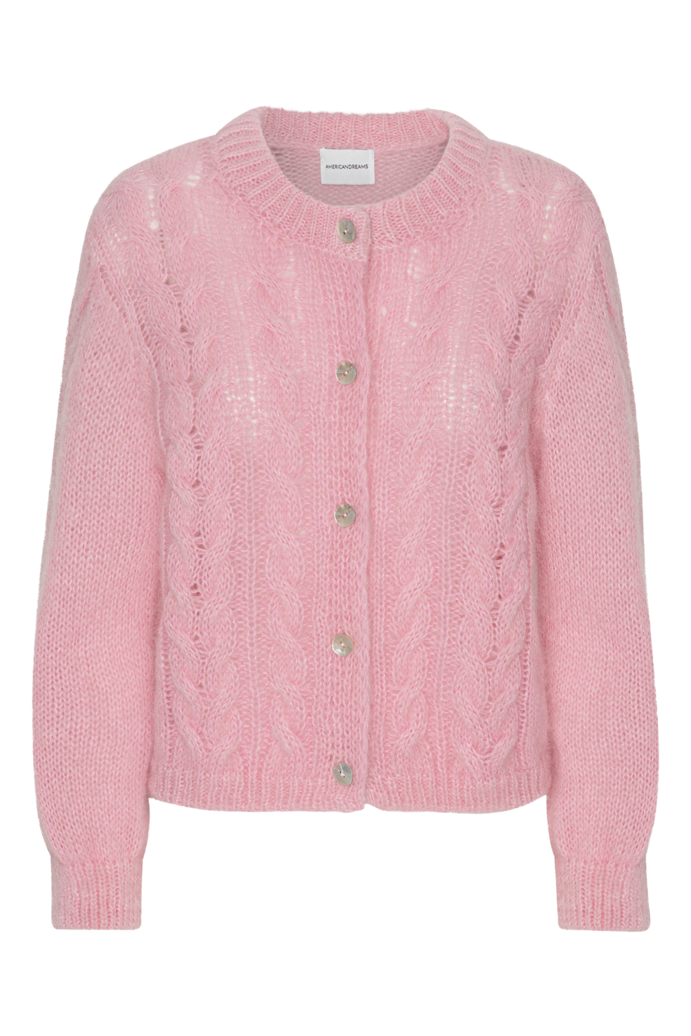 Frankie Cable Knit Cardigan Soft Berry