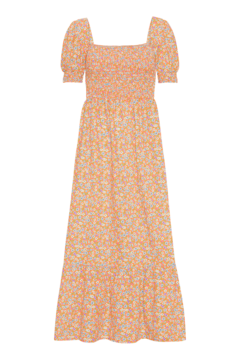 Jade Cotton Long Dress Orange Flower - Sample
