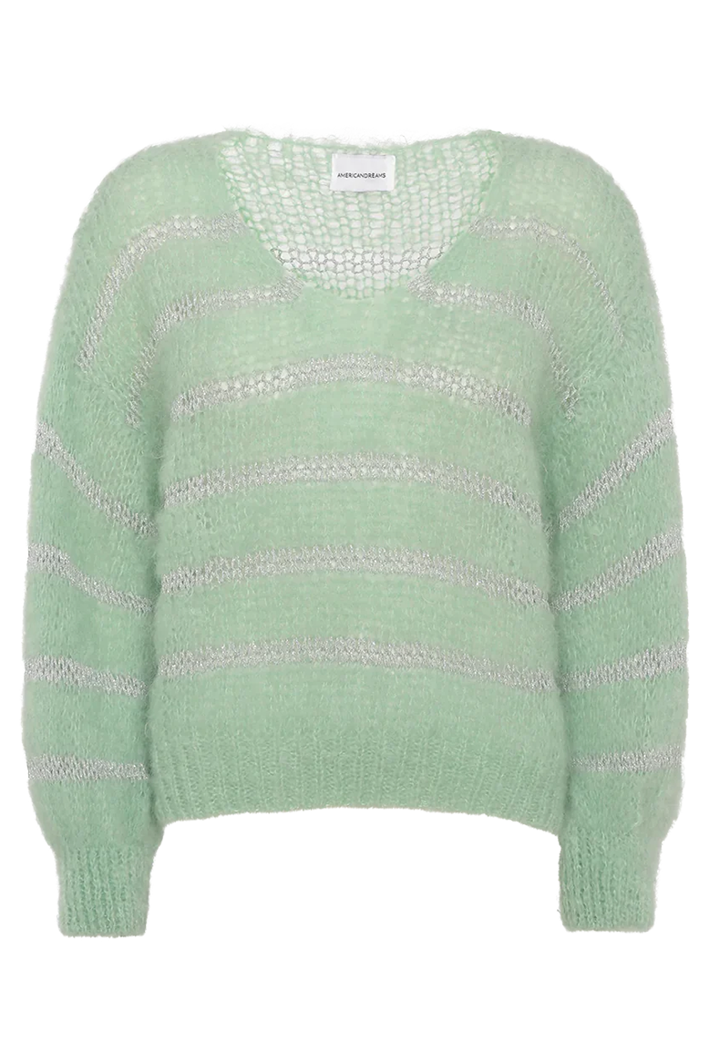 Katie LS Knit Green W/Silver