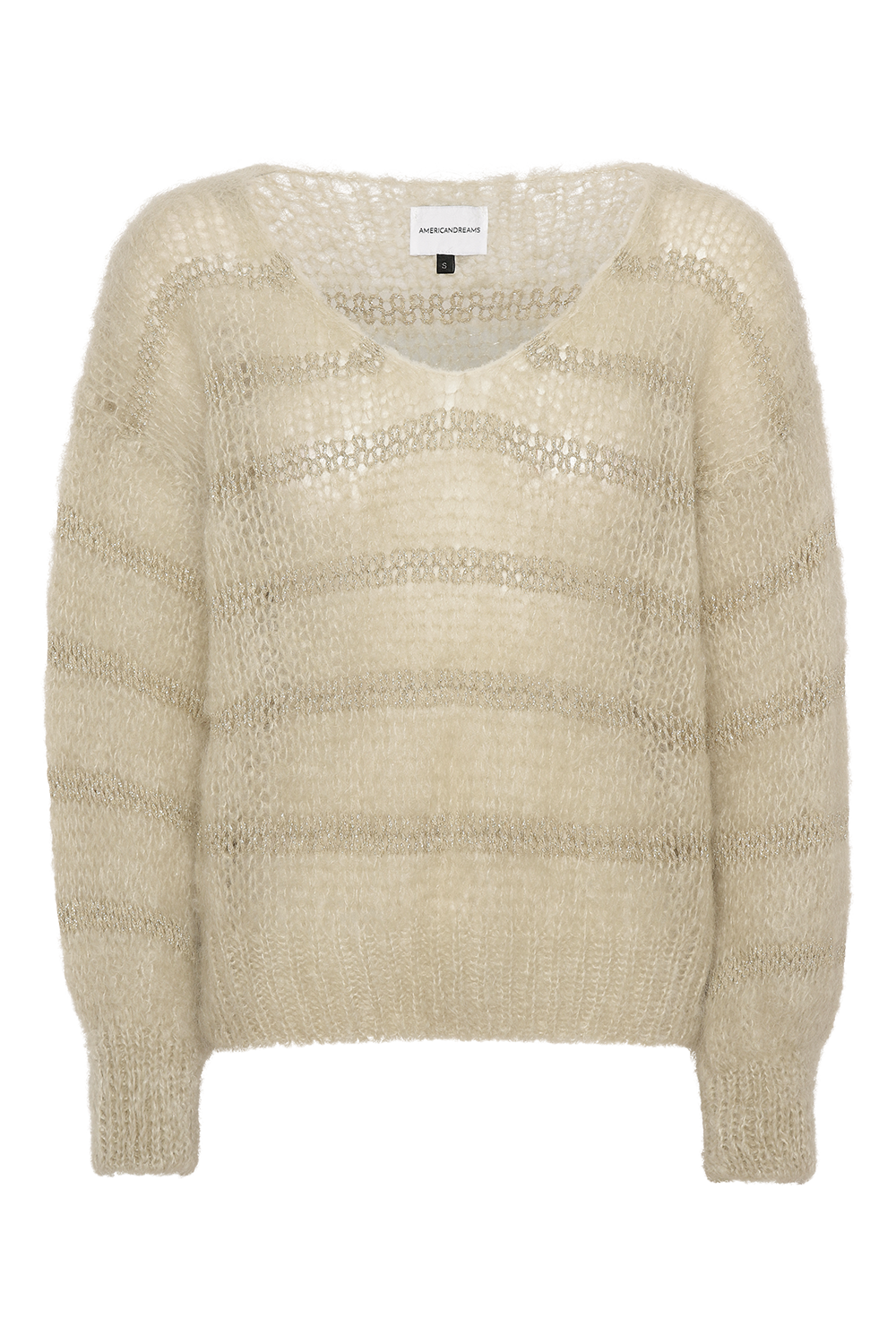 Katie LS Knit Beige W/Gold