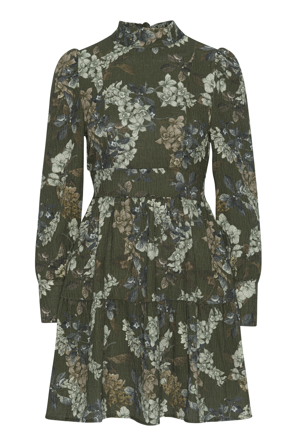 Laila Cotton Bow Dress Army Green Big Flowers