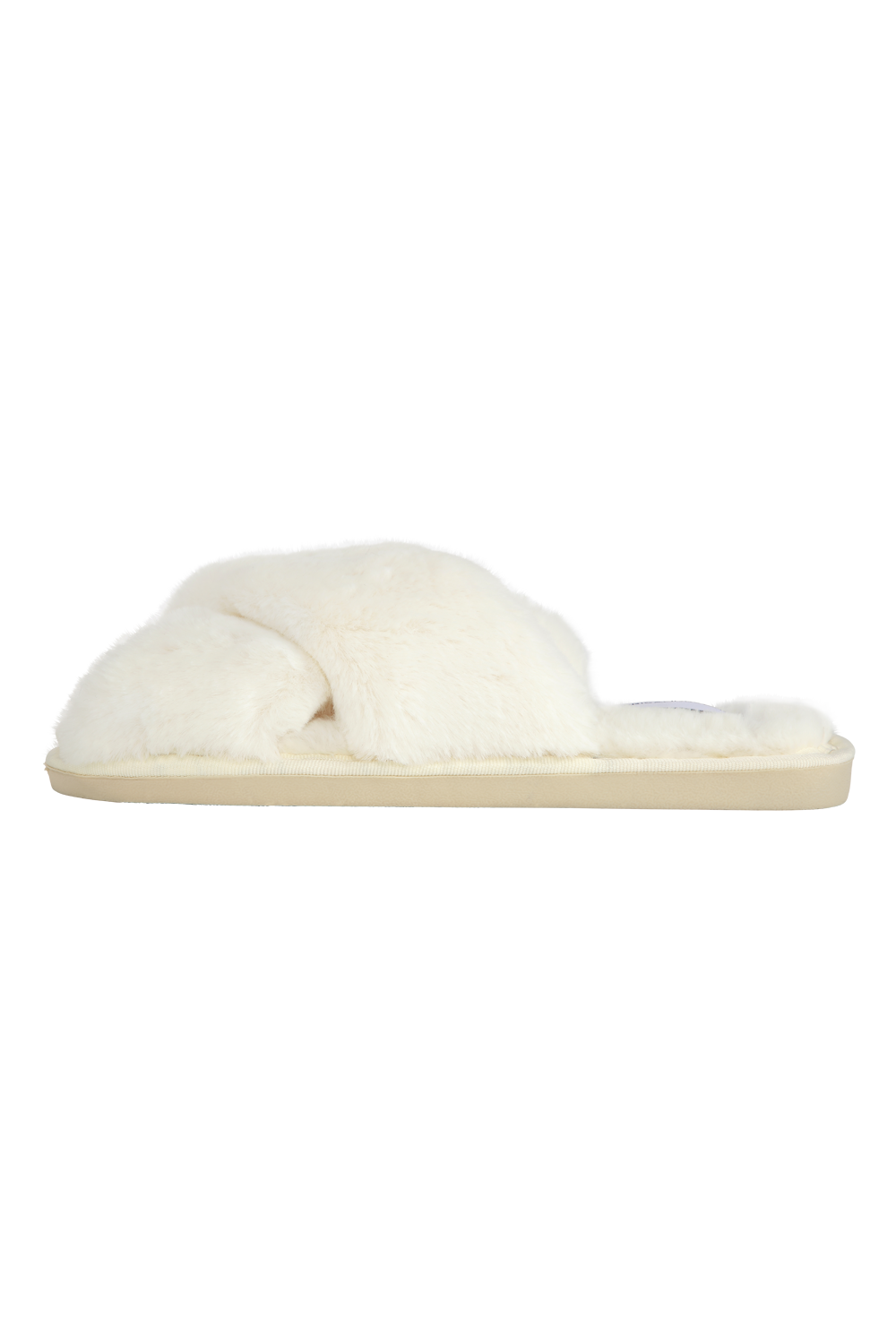 Lou Faux Fur Slippers Cream White