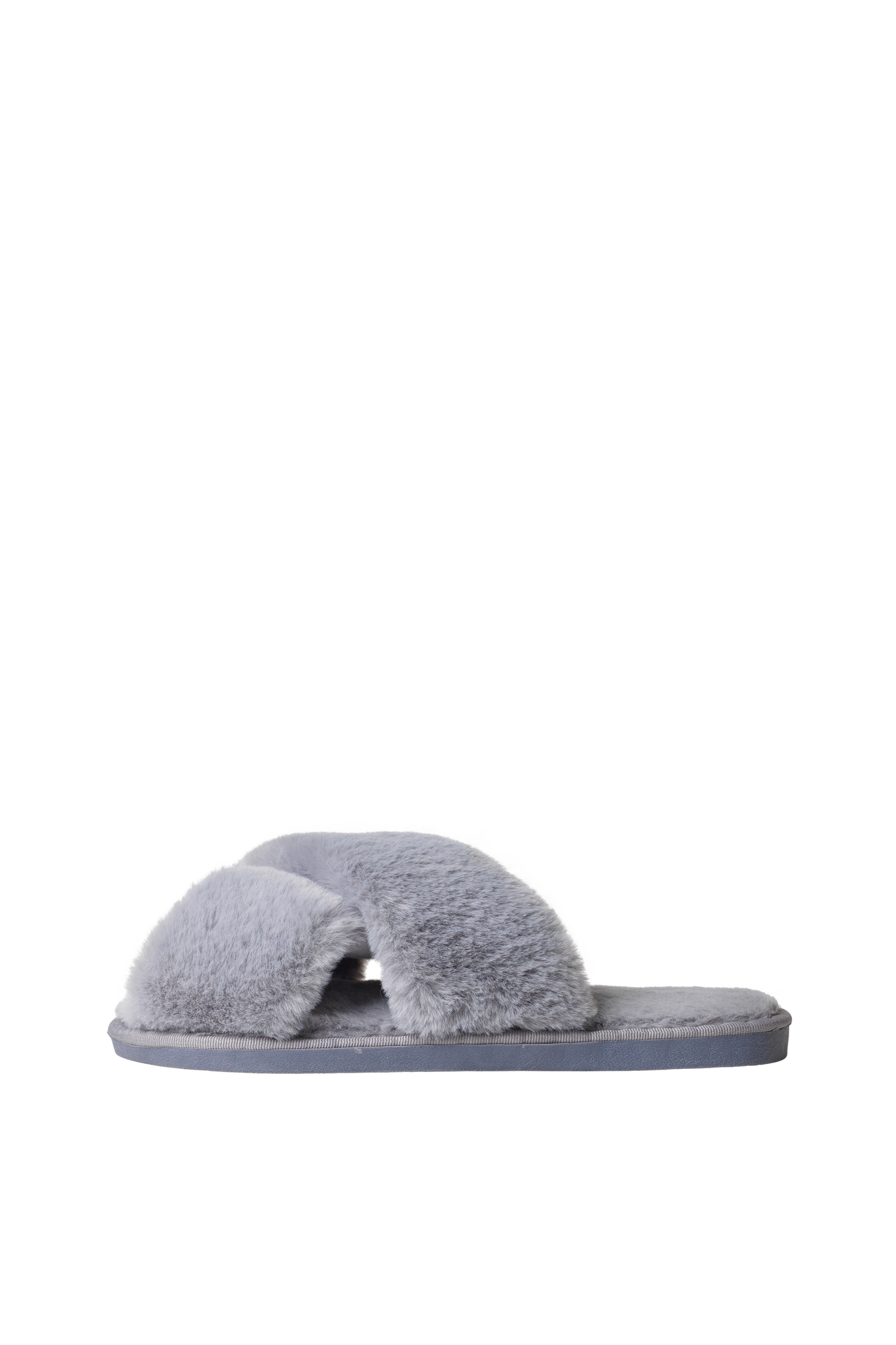 Lou Faux Fur Slippers Light Grey