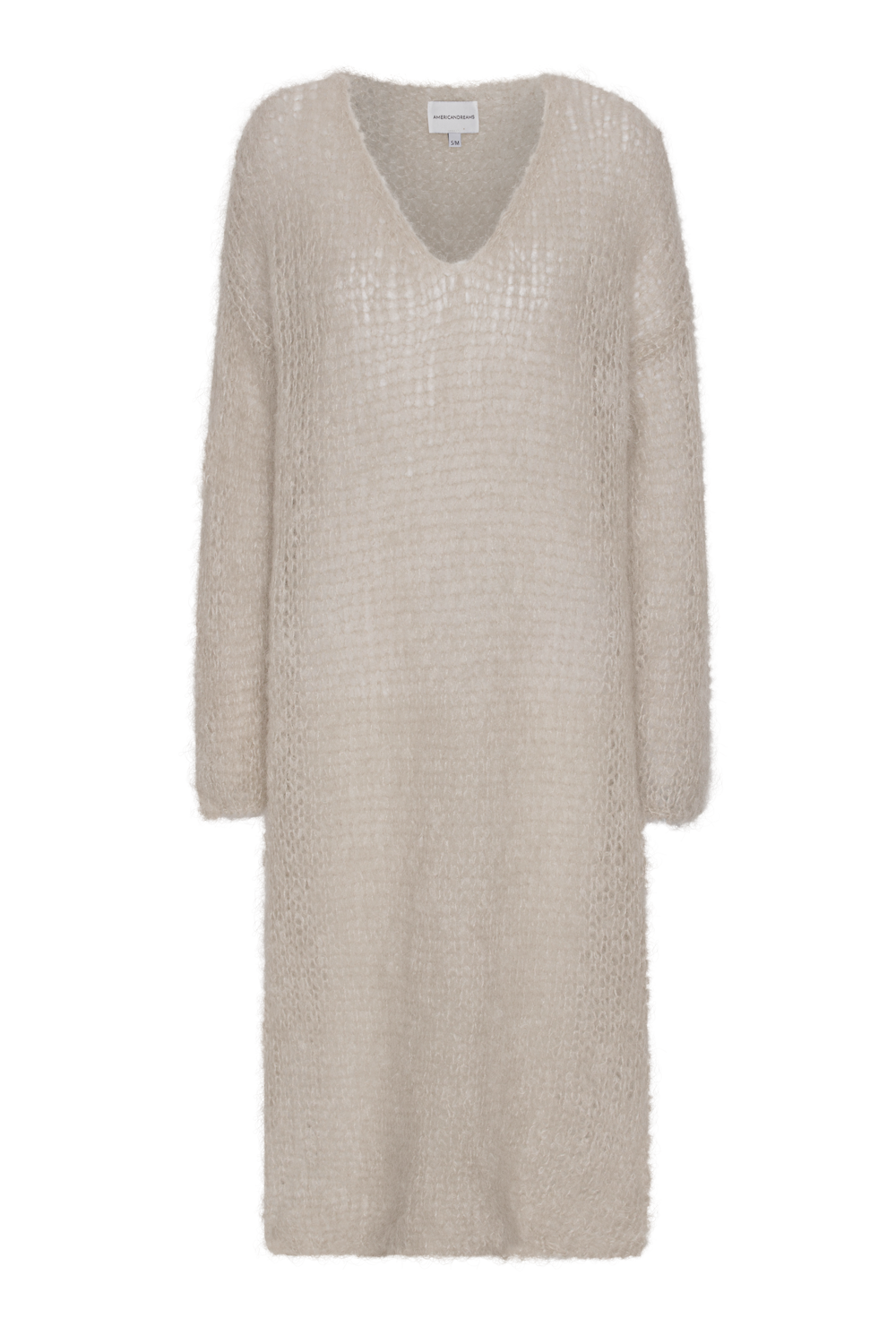 Camilla V Neck Mohair Dress Beige
