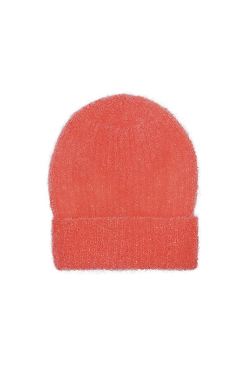 Mila Mohair Beanie Coral Red