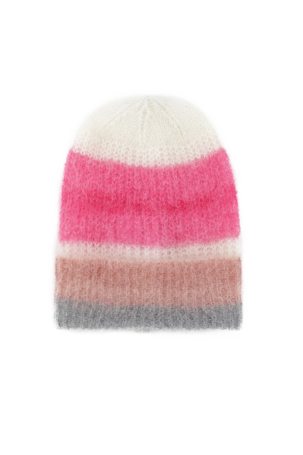 Mila Mohair Beanie Multi Striped Pink - Sample