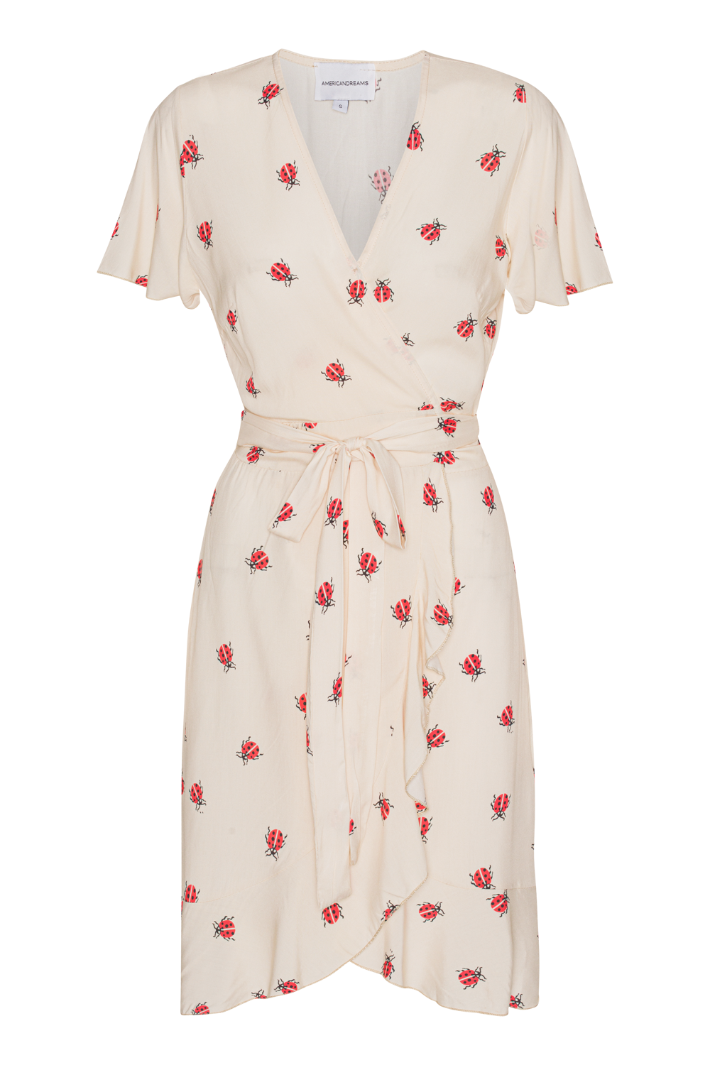 Milly Wrap Dress Short Beige W/Ladybugs