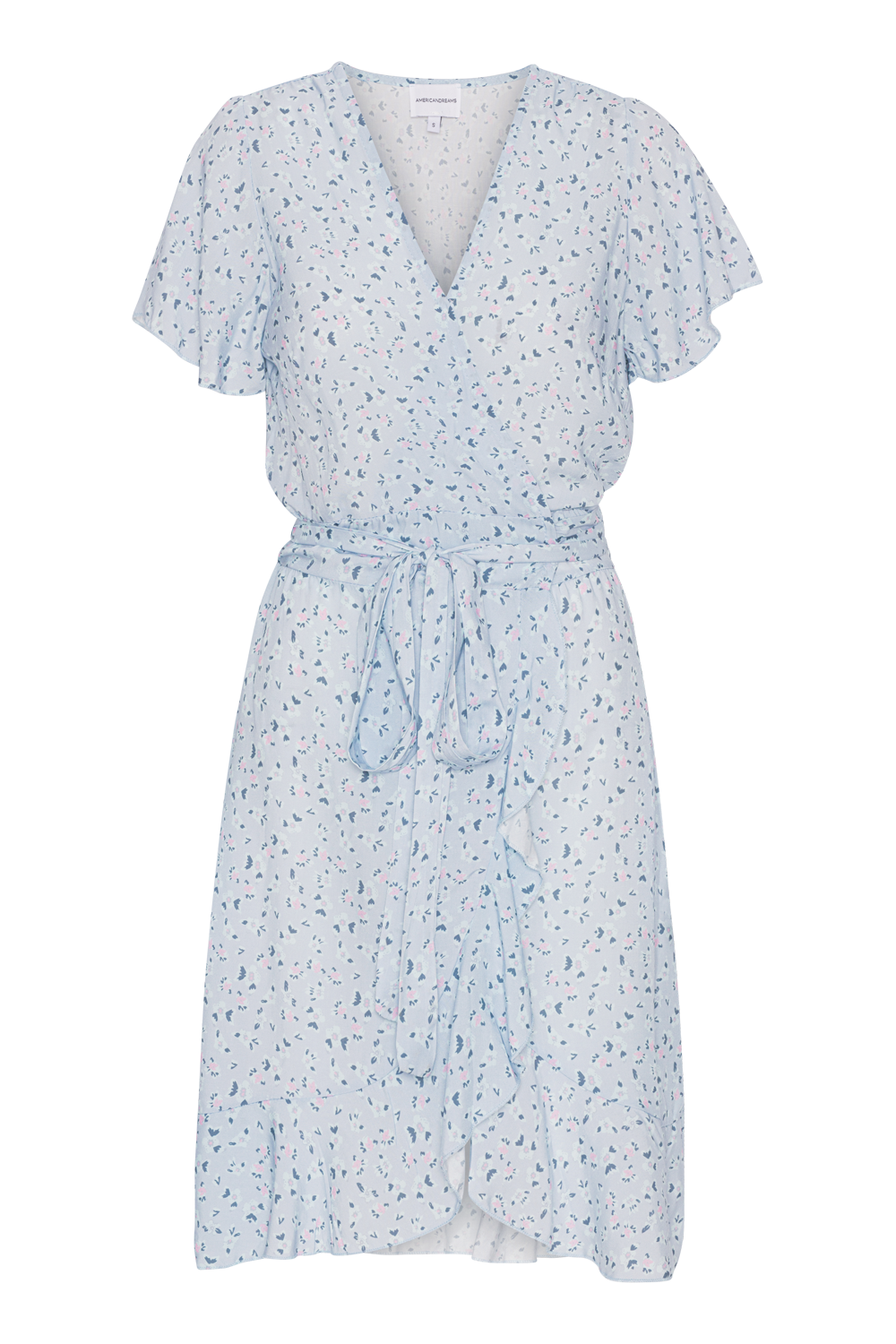 Milly Wrap Dress Short Light Blue Flower