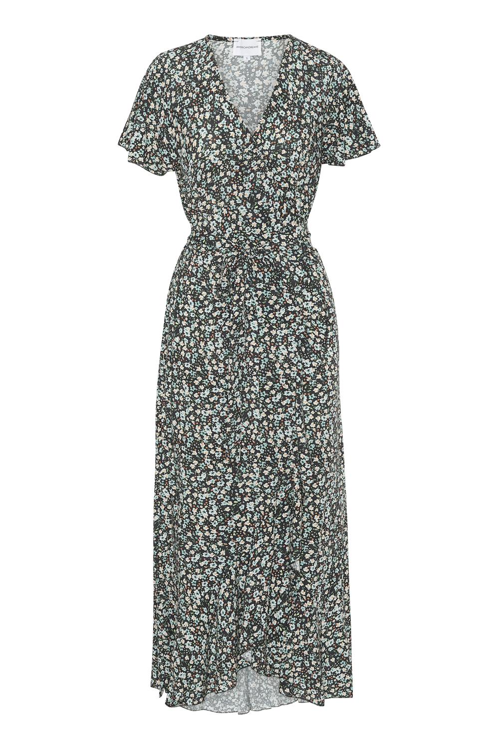 Milly Wrap Dress Long Black / Blue Flower