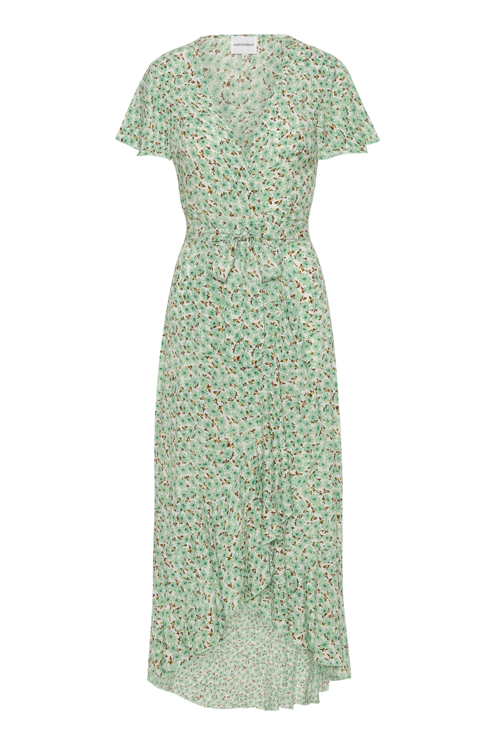 Milly Wrap Dress Long Light Green Flower