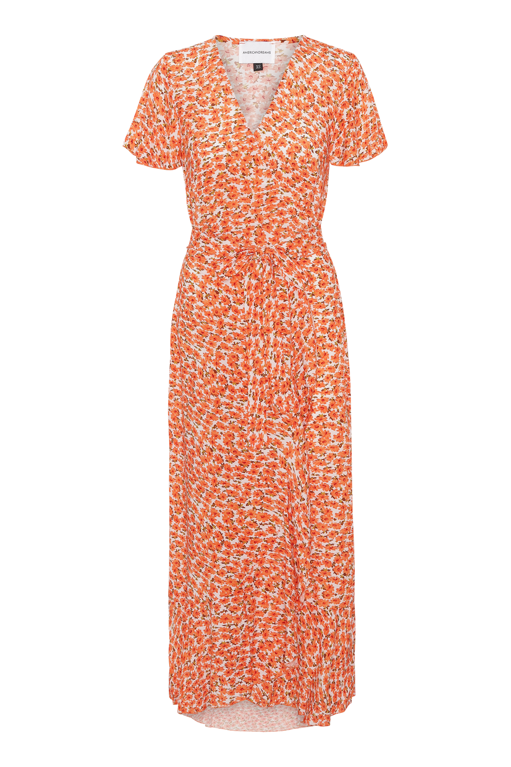 Milly Wrap Dress Long Orange Flower
