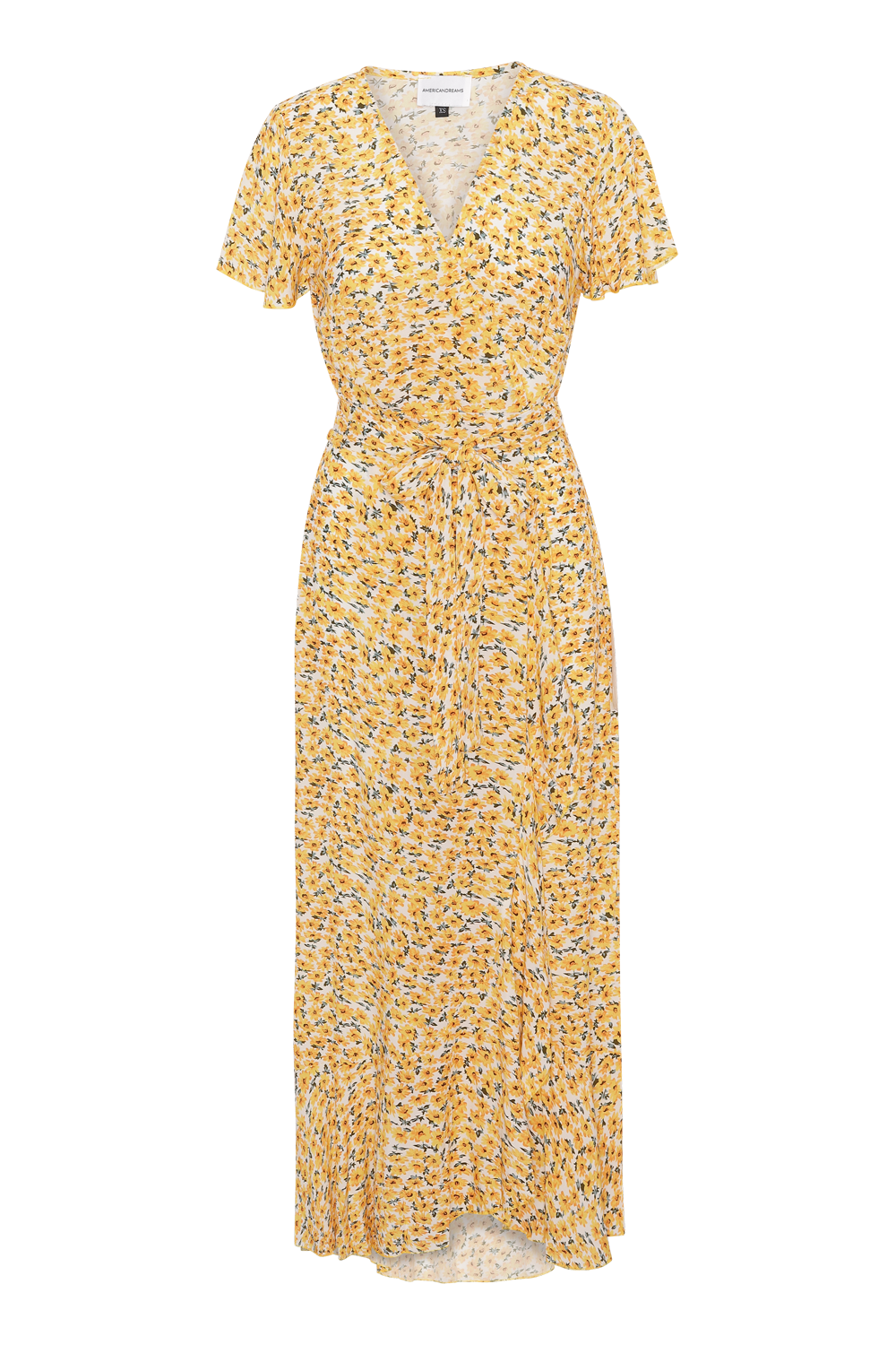 Milly Wrap Dress Long Yellow Flower