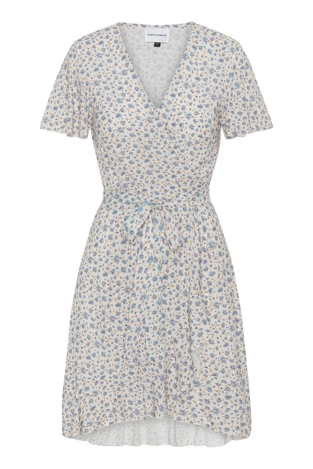 Milly Wrap Dress Short Blue Flower