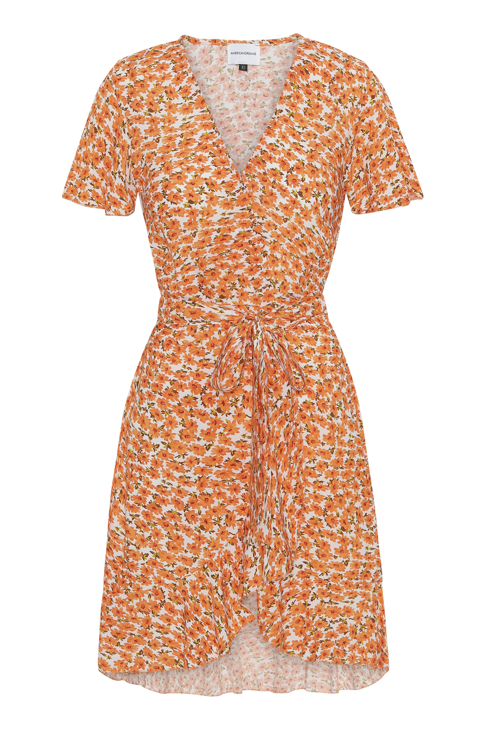 Milly Wrap Dress Short Orange Flower
