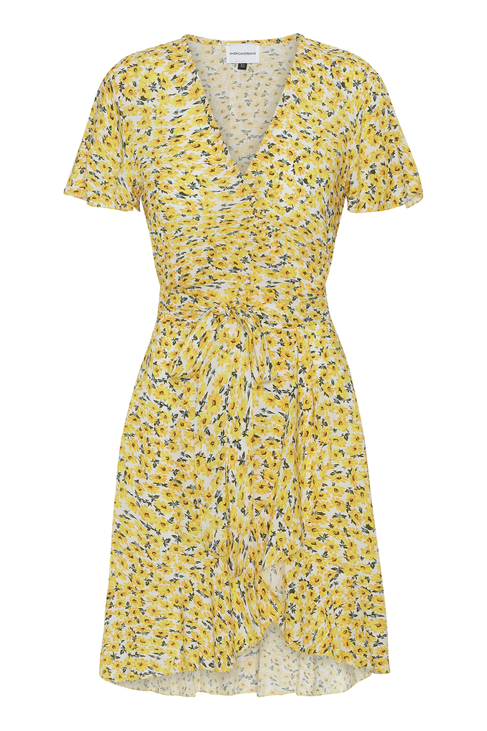 Milly Wrap Dress Short Yellow Flower