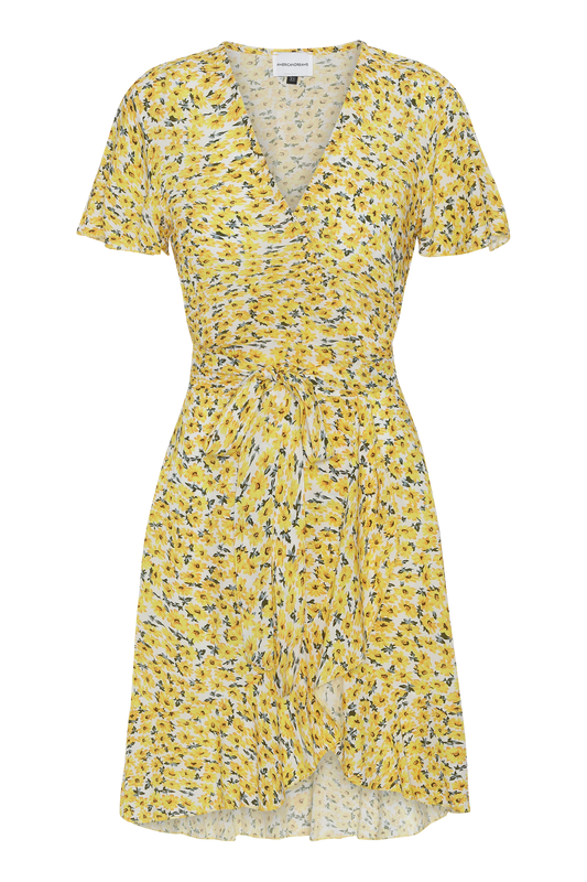 Milly Wrap Dress Short Yellow Flower
