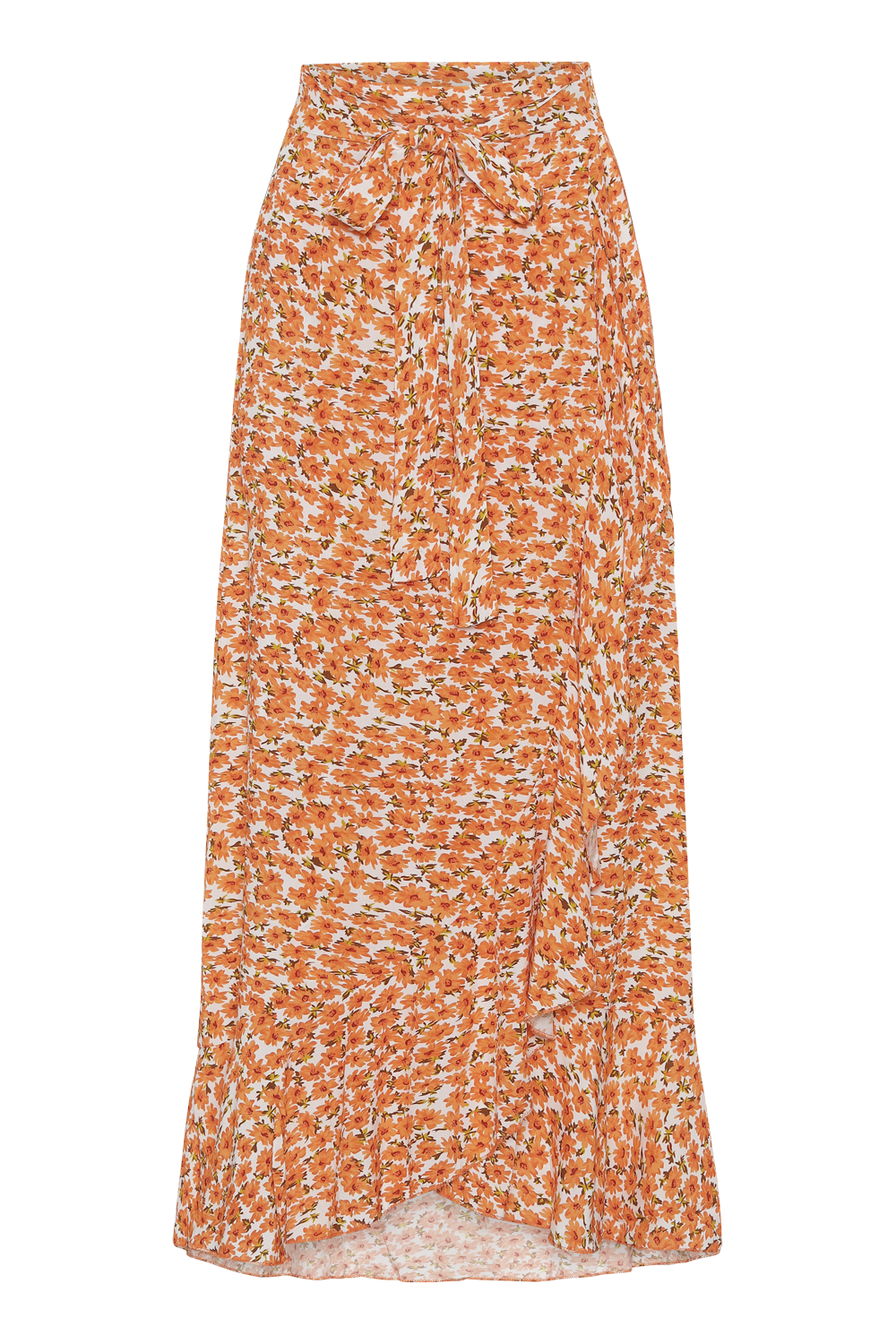 Milly Wrap Skirt Long Orange Flower