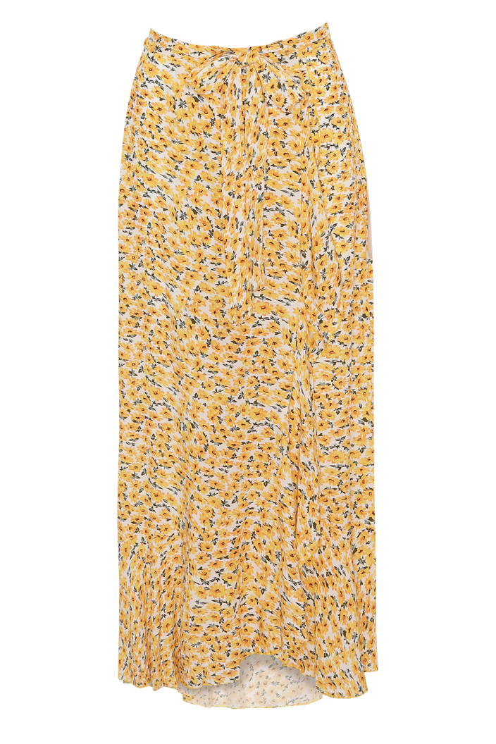 Milly Wrap Skirt Long Yellow Flower