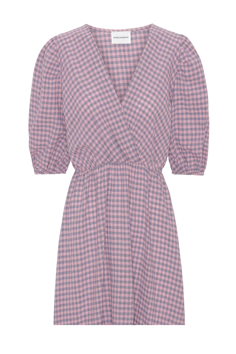 Nikita Half Sleeve Short Dress Lilac/Light Pink Check - Sample