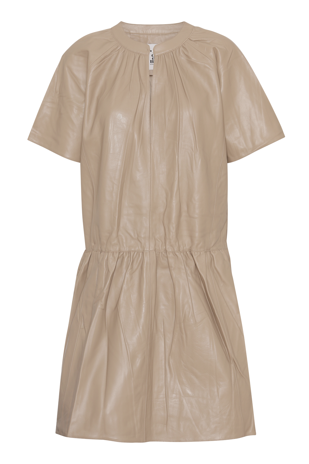 Paulette Leather Dress Beige