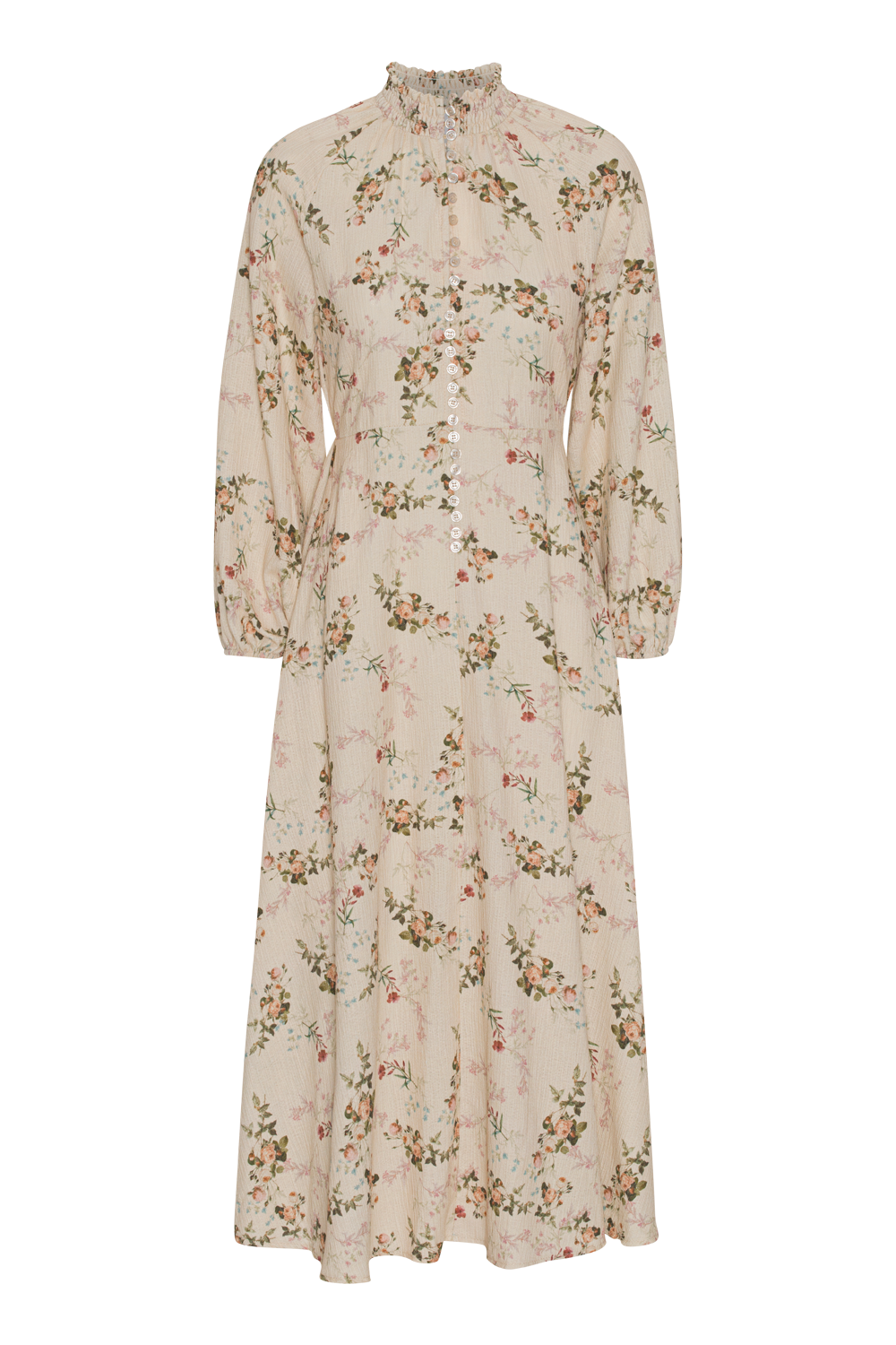 Perla Dress Long Cream White W/Flower
