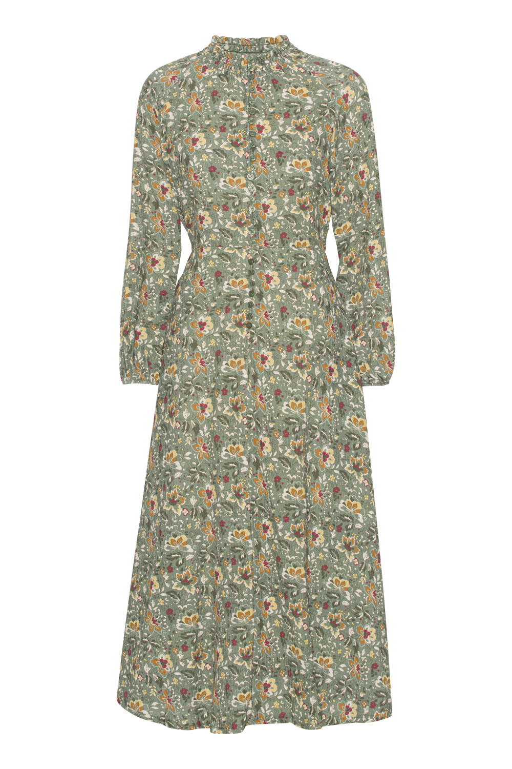 Perla Dress Long Green Multi Small Flower