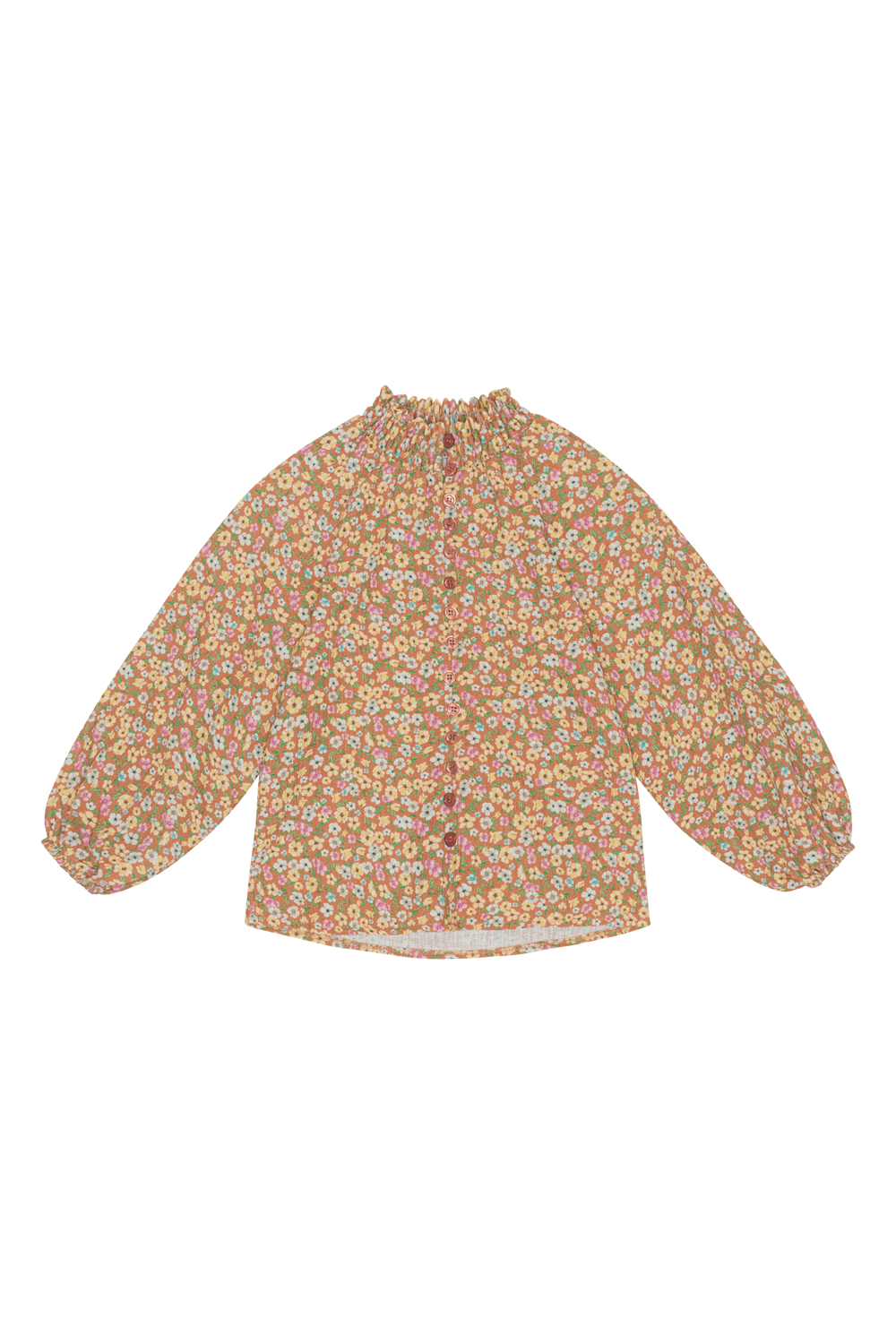 Perla Cotton Shirt Kids Rust Flower - Sample