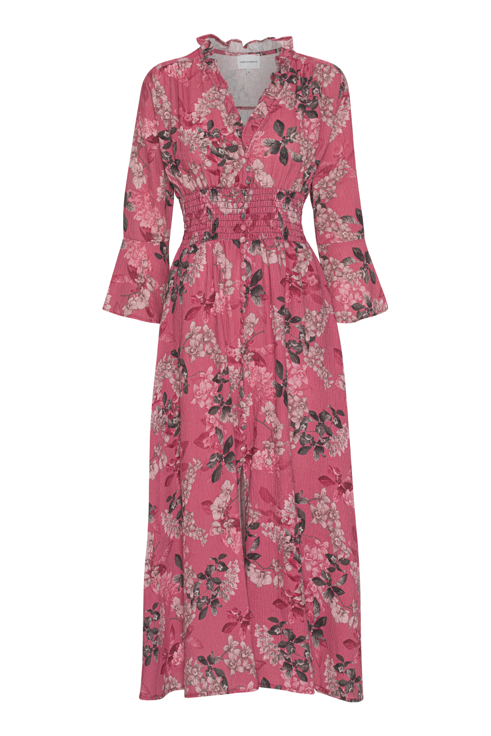 Sally Cotton Long Dress Pink Rosa Big Flower