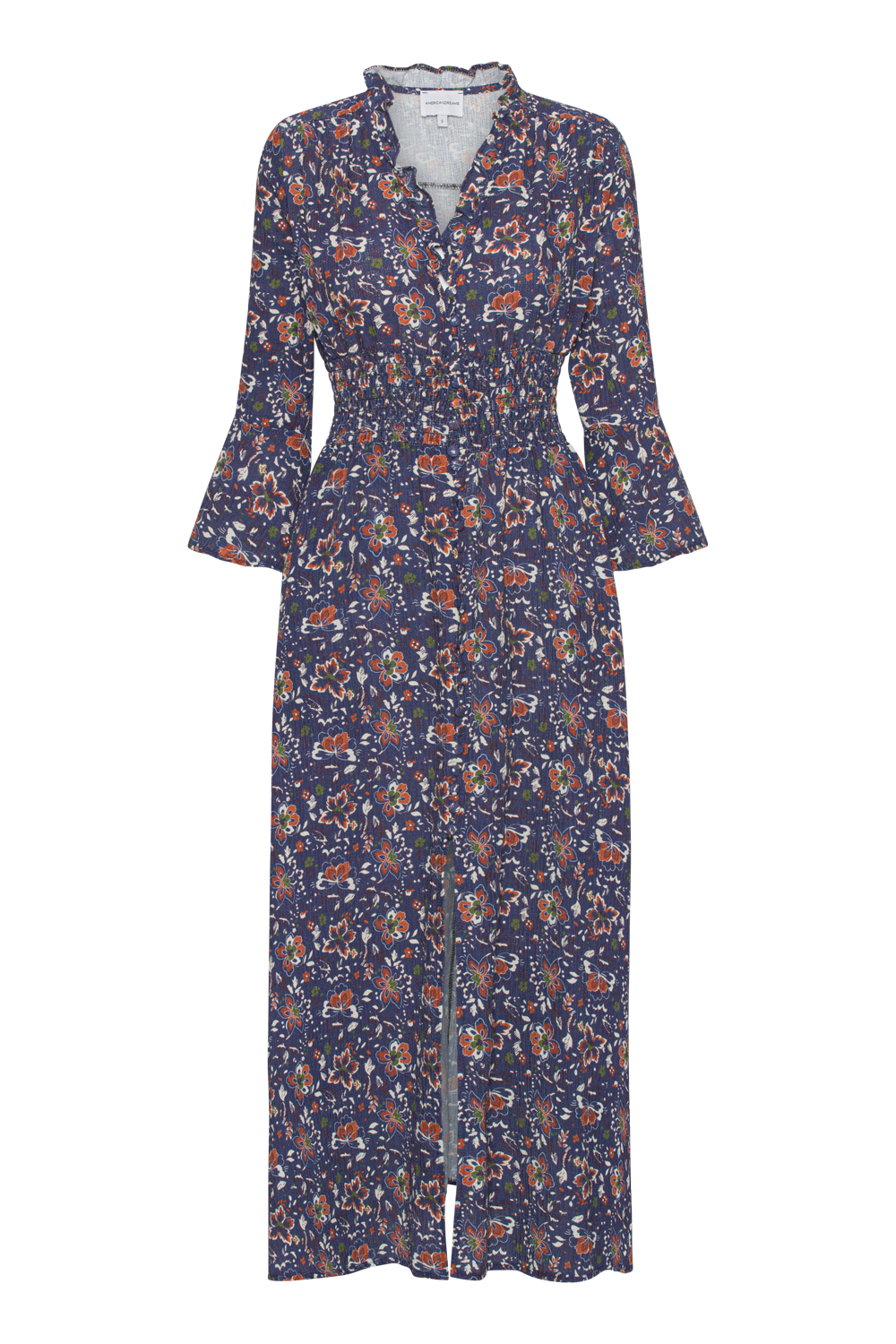 Sally Cotton Long Dress Blue Multi Small Flower