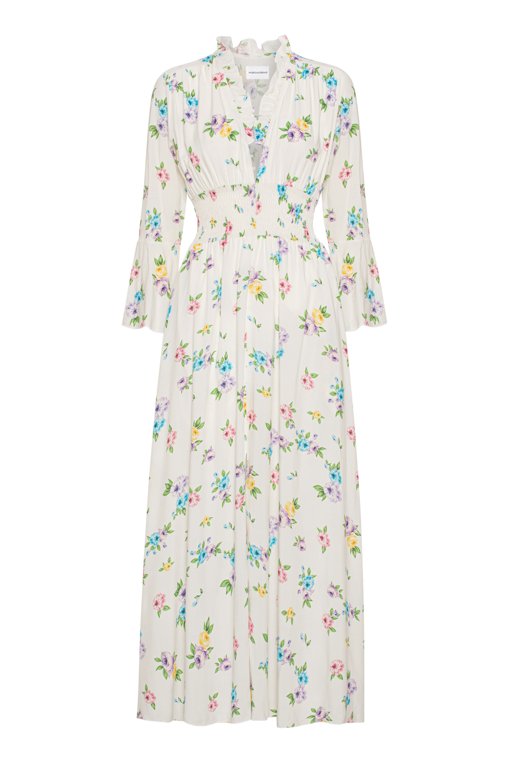 Sally Long Dress White Multiflower