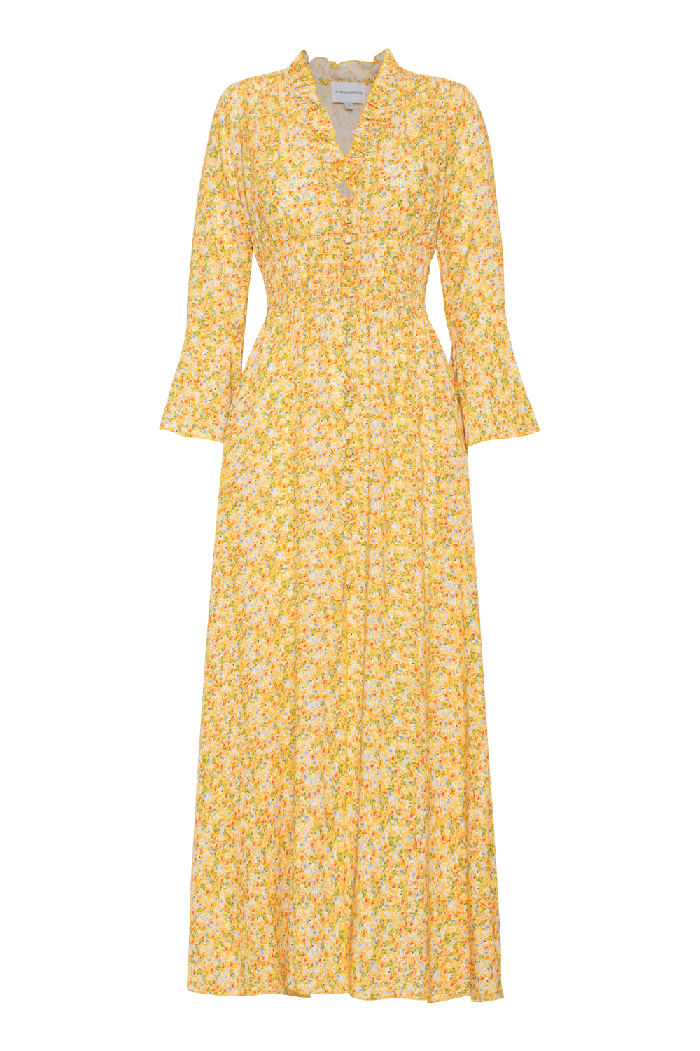 Sally Long Dress Yellow Flower