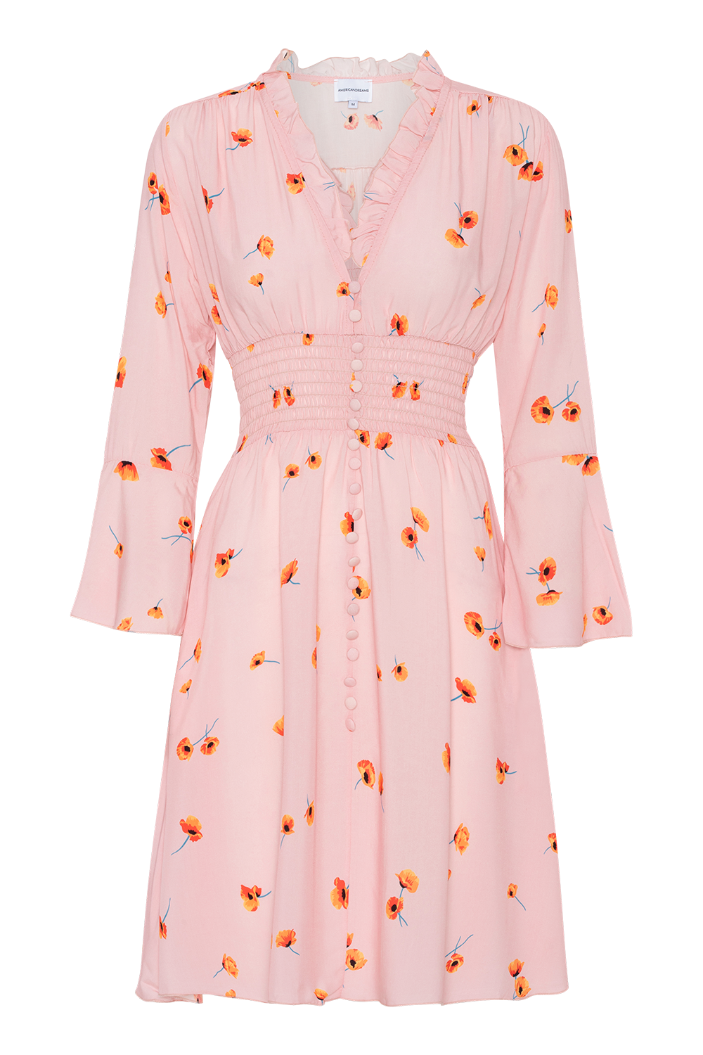 Sally Short Dress Light Pink Red Flower