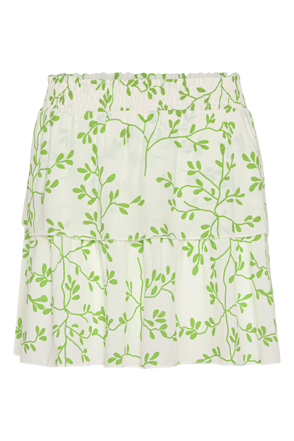 Sally Short Skirt White/Green Leaf