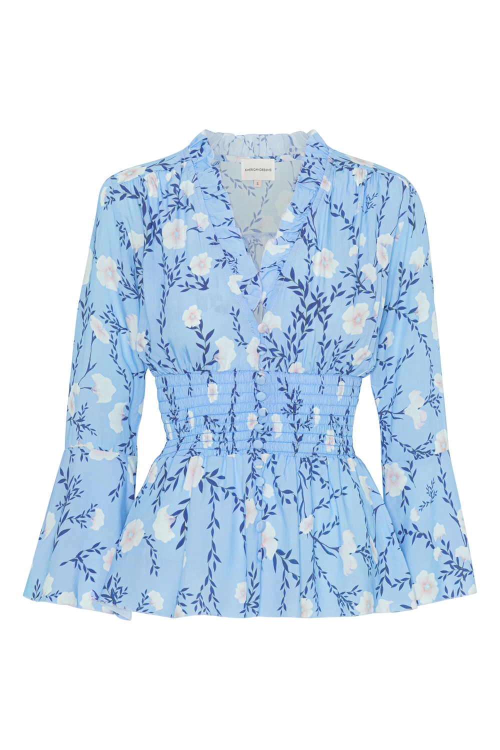 Sally Top Light Blue Flower