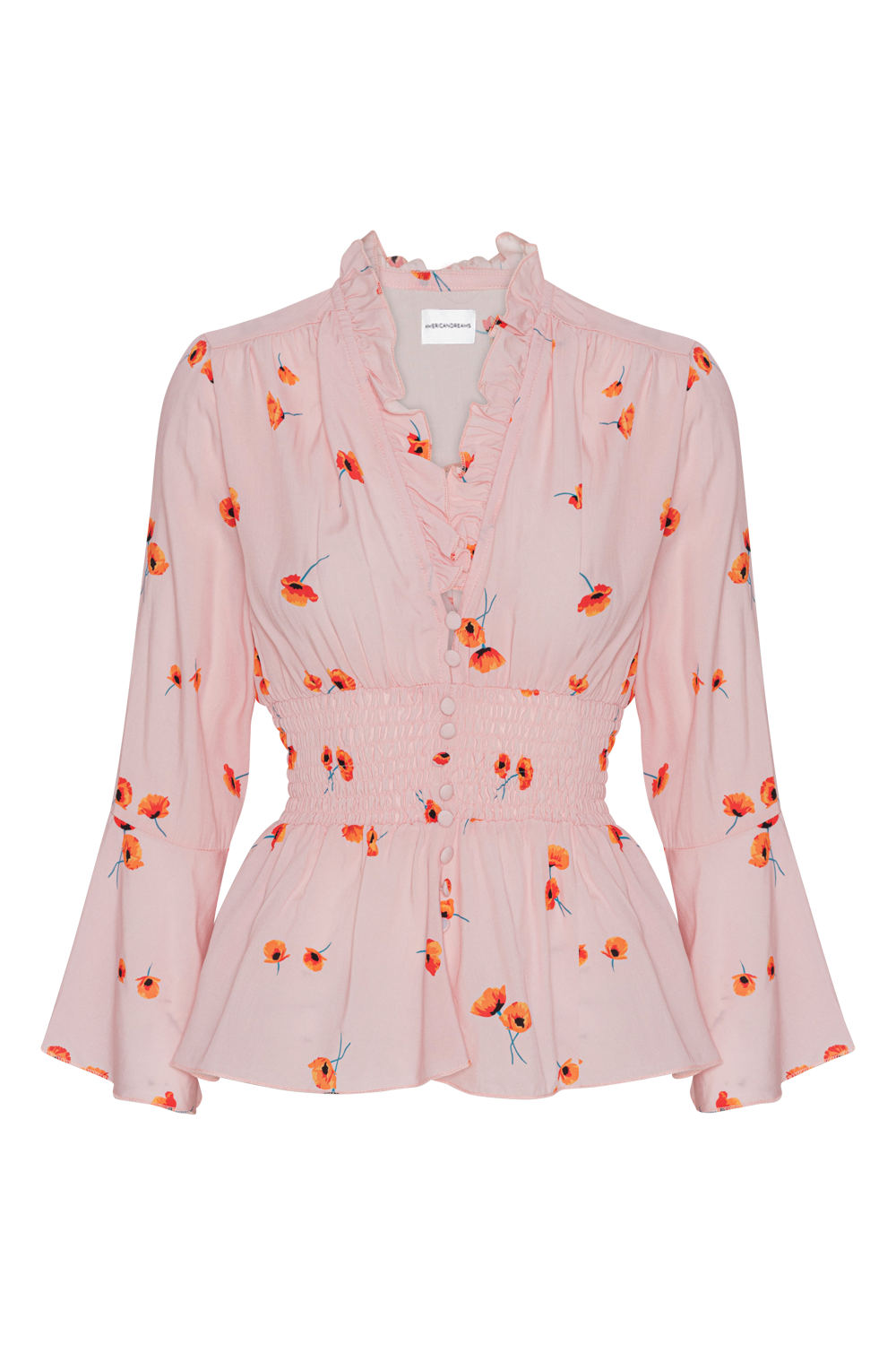 Sally Top Light Pink / Red Flower